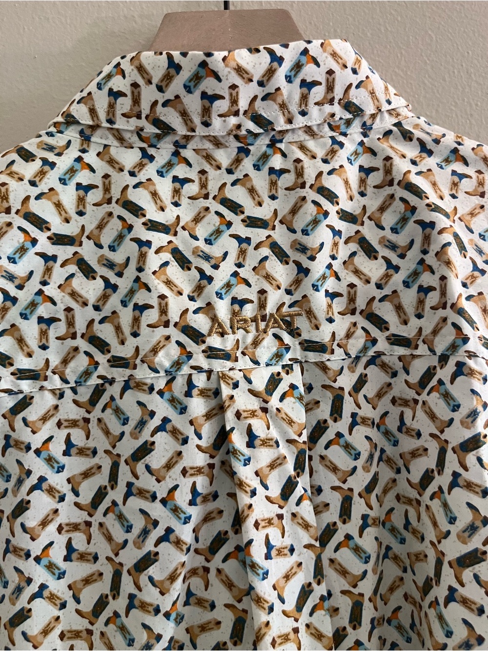 Ariat Cream Button-Up Shirt with Navy & Brown Boot Print - Picture 6 of 6